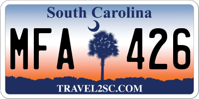 SC license plate MFA426