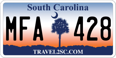 SC license plate MFA428