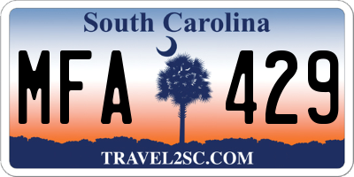 SC license plate MFA429