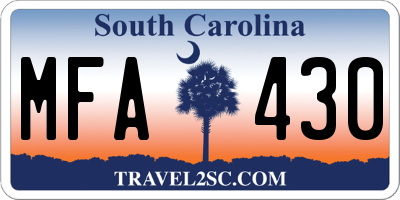SC license plate MFA430