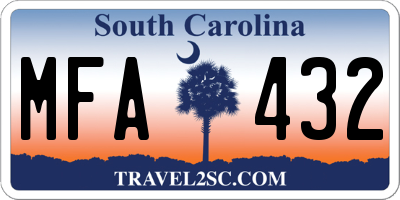 SC license plate MFA432