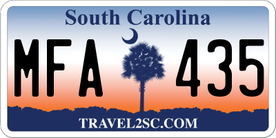 SC license plate MFA435