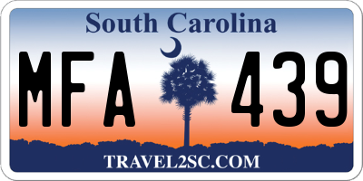 SC license plate MFA439