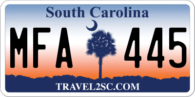 SC license plate MFA445