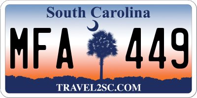 SC license plate MFA449