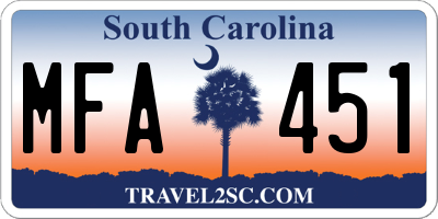SC license plate MFA451