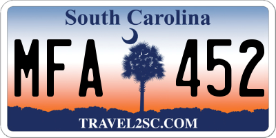 SC license plate MFA452