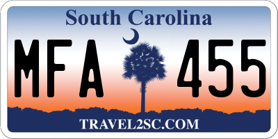 SC license plate MFA455