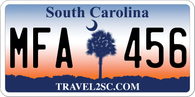SC license plate MFA456