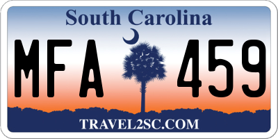 SC license plate MFA459