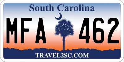 SC license plate MFA462