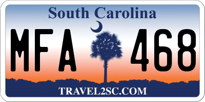 SC license plate MFA468