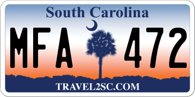 SC license plate MFA472