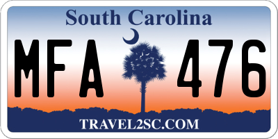 SC license plate MFA476