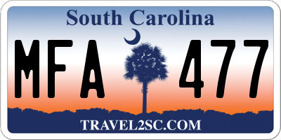 SC license plate MFA477