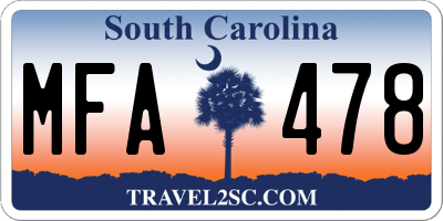 SC license plate MFA478