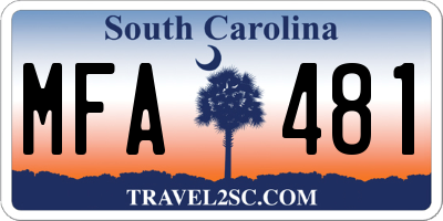 SC license plate MFA481