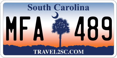 SC license plate MFA489