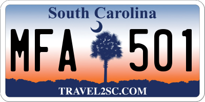 SC license plate MFA501