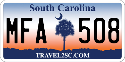 SC license plate MFA508