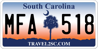 SC license plate MFA518