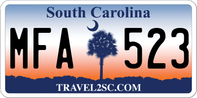 SC license plate MFA523