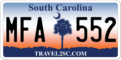 SC license plate MFA552