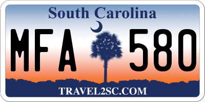 SC license plate MFA580