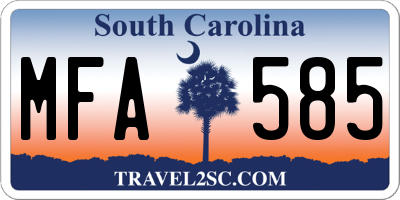 SC license plate MFA585