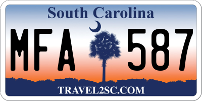 SC license plate MFA587