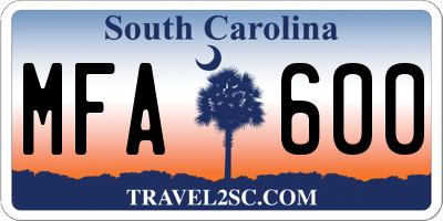 SC license plate MFA600