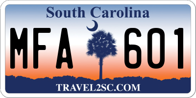 SC license plate MFA601