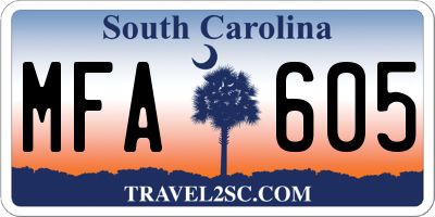 SC license plate MFA605