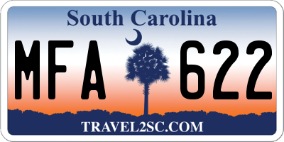 SC license plate MFA622