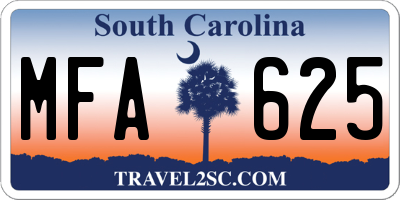 SC license plate MFA625