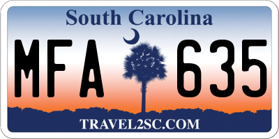 SC license plate MFA635