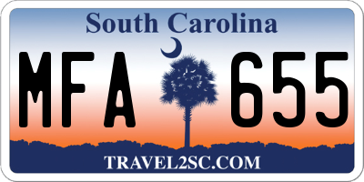 SC license plate MFA655