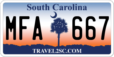SC license plate MFA667