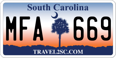 SC license plate MFA669