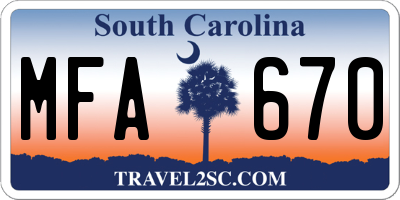 SC license plate MFA670