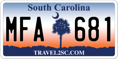 SC license plate MFA681