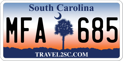 SC license plate MFA685