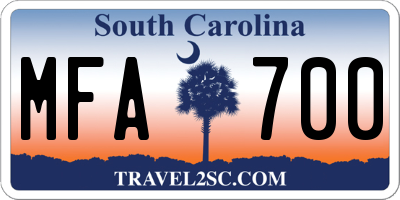 SC license plate MFA700