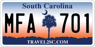 SC license plate MFA701
