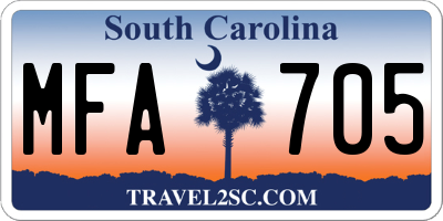 SC license plate MFA705