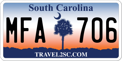 SC license plate MFA706