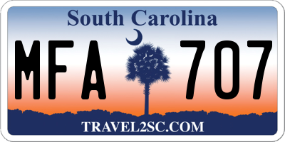 SC license plate MFA707