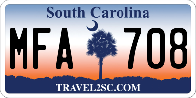 SC license plate MFA708