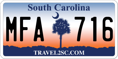 SC license plate MFA716
