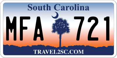 SC license plate MFA721